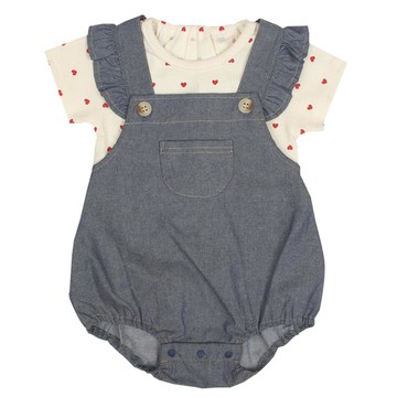 akachan honpo - 吊帶褲+T恤-深藍色