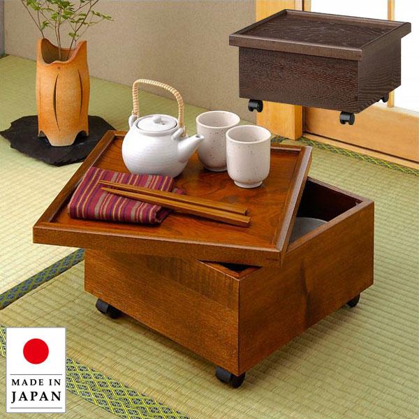 木製 茶箱　箱膳　茶ビス　蓋付き収納箱　ポット台　湯呑み入れ　食器　保管箱
