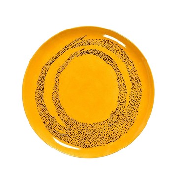 比利時Serax｜OTTO圓盤2入禮盒組26.5cm-黃/黑圈