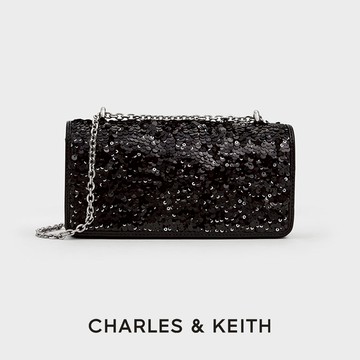 【CHARLES & KEITH】Paffuto 亮片鍊條長夾 LINE禮物獨家禮盒 附提袋｜秋冬新品｜閃耀派對季｜聖誕節快樂｜生日禮物｜快速出貨｜小CK