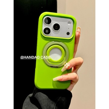 蘋果17pro手機殼綠色iphone17promax 360指環旋轉支架iPhone16防摔高級感15p簡約保護套