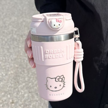 YOG-Hellokitty保溫杯女生高顏值可愛咖啡杯新款大容量學生便攜雙飲杯