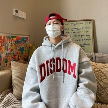 韓風秋季加厚紅色連帽大學T男 保暖衛衣 男生大尺碼帽衫 內刷毛長袖運動衫 加大尺碼男裝