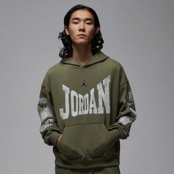 NIKE 長袖上衣 男 帽T 喬丹 寬鬆版型 AS M J BRK CLLGTE HBR PO HD LB 橄欖綠 HV0094-222(2S4702)