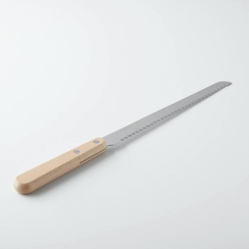 日本 燕三條 不鏽鋼木柄鋸齒麵包刀 28.5cm 波浪刀刃 吐司刀 鋸齒刀