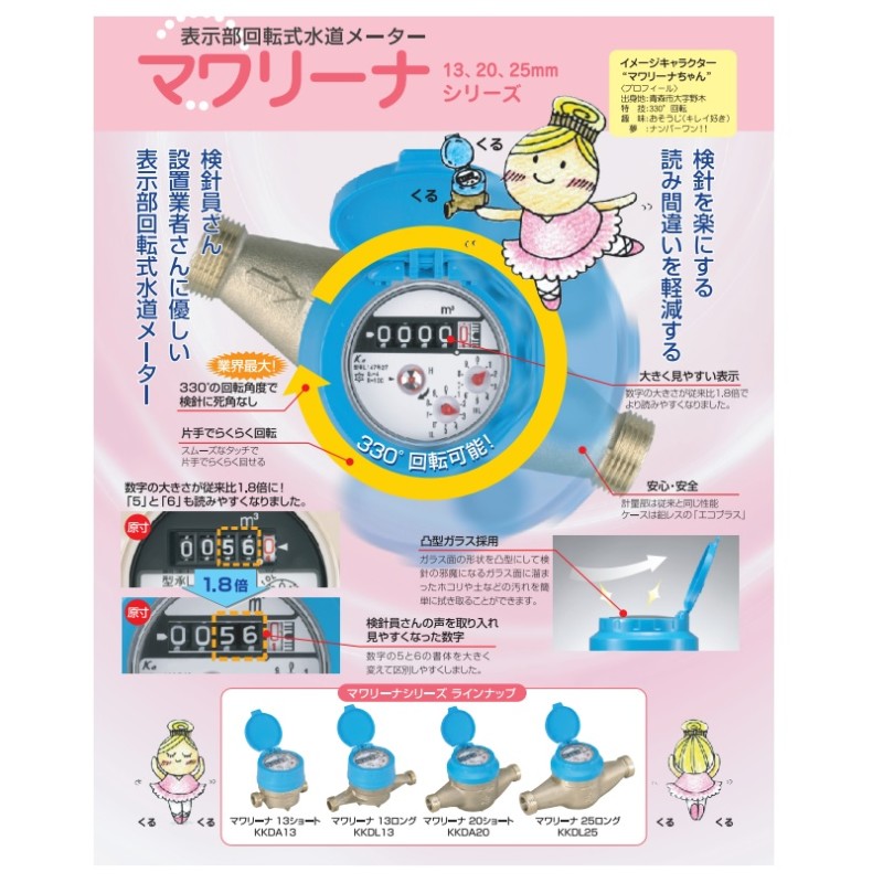 直送品】 アズビル金門 表示部回転式水道メーター マワリーナ KKDL13K