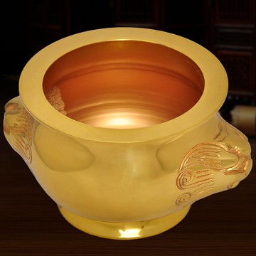 銅獅頭爐供奉家用室內插香熏香爐招財佛前供佛焚香燒香爐黃銅財神