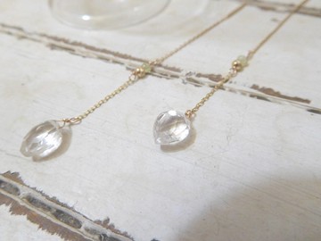 純14k金切割石英k金球耳線 無法改夾