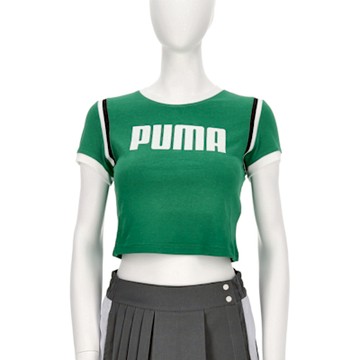 Puma 流行系列Future Archive 女款 綠色 歐規 寶貝 T恤 短版 運動 休閒 短袖 62978586