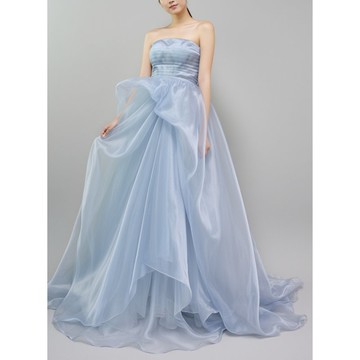 薄霧灰藍歐根紗禮服