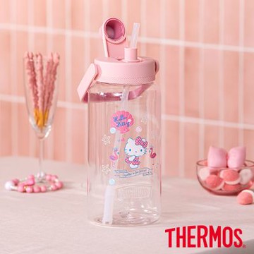 THERMOS膳魔師HelloKitty附吸管組輕水瓶2000ml(TP436TKT-SSFM)
