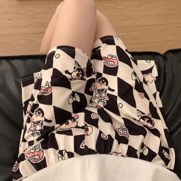 短褲 超短褲 熱褲 女生短褲 休閒短褲 闊腿短褲 新款可愛卡通休閒睡褲夏季薄款短款家居甜美短褲寬鬆褲大碼遛彎