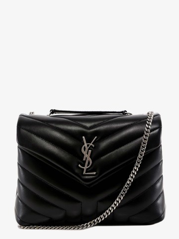 Matelassé leather shoulder bag with frontal logo - SAINT LAURENT - gender_Woman