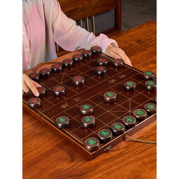 象棋中國象棋兒童實木帶木質棋盤成人大號便攜式棋子金絲楠木黑檀