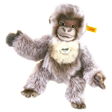 Steiff 德國金耳釦泰迪熊 Gori Gorilla 黃標玩偶 32cm  silver grey  1入