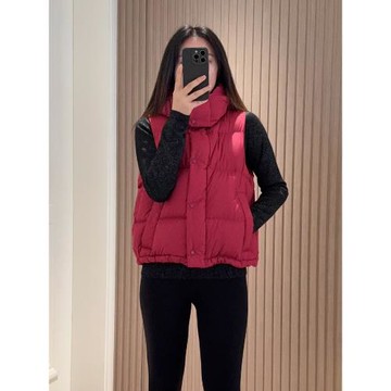 2024冬新款90白鴨絨羽絨服女馬甲外穿小個子顯瘦短款背心連帽外套