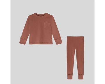 The Sleepy Collection - 兒童兩件式匹馬棉家居服/睡衣 - Rust