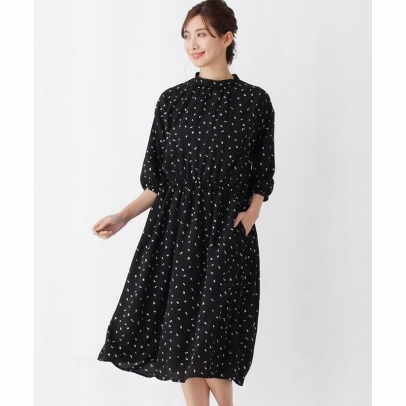 Shoo La Rue シューラルー ハイネックレトロ柄七分袖ワンピース 通販 Lineポイント最大0 5 Get Lineショッピング