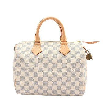 LOUIS VUITTON LV 路易威登 Speedy 25 波士頓包 手提包 白色 棋盤格帆布 N41371 【二手名牌BRAND OFF】
