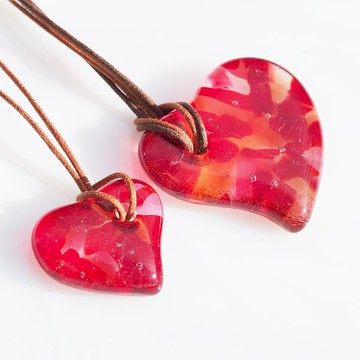 [可以選擇尺寸] 玻璃水滴（心[紅]）項鍊 [定做]