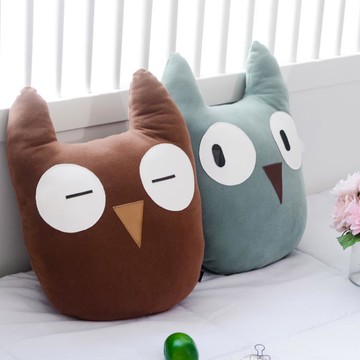 ins風爆款貓頭鷹抱枕兒童房全棉針織靠枕沙發靠墊飄窗枕車用靠背 雙11全館免運