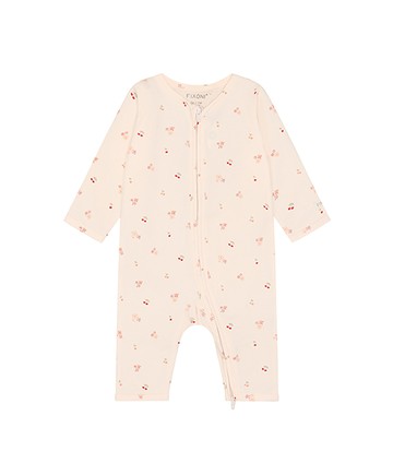 櫻桃花粉色長袖斜襟連身兔裝80cm