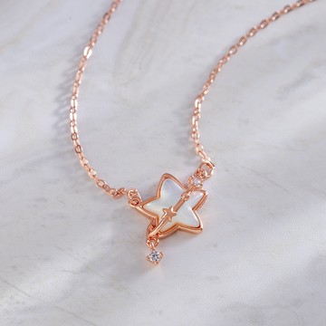 [925純銀]星辰秘境星星點鑽項鍊【SL954】-玫瑰金
