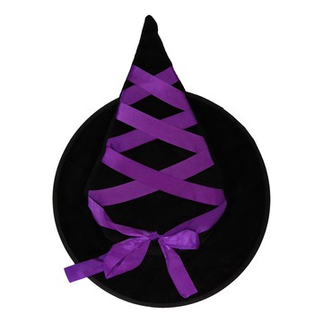 摩達客 魔法緞帶植絨巫師帽 COSPLAY 派對變裝  黑色 + 紫色  1個
