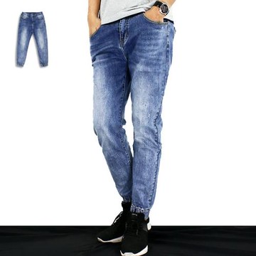 『RFD』微刷痕縮口牛仔褲-藍色 《0061K8015》