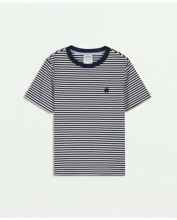 Brooks Brothers Boys Feeder Stripe T-Shirt | Navy | Size Large