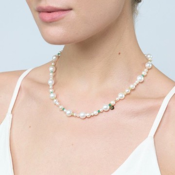 聖誕禮盒 - 粉綠珍珠項鍊 925銀厚鍍18K金 Bauble Pearl Necklace