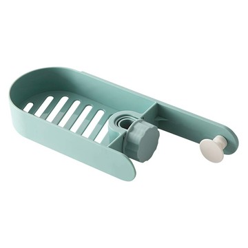 北歐風可掛繩水龍頭瀝水置物架 可調節夾式設計 底部瀝水孔設計  藍色  1個