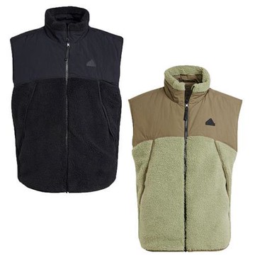 Adidas 背心外套 男裝 雙面穿 抓絨 防風 防潑水 黑/綠【運動世界】IV9768/IZ4659