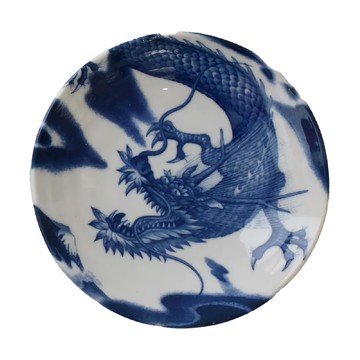 繪飛龍皿 日本產陶瓷圓盤  19.3 x 3.3cm  藍  1個