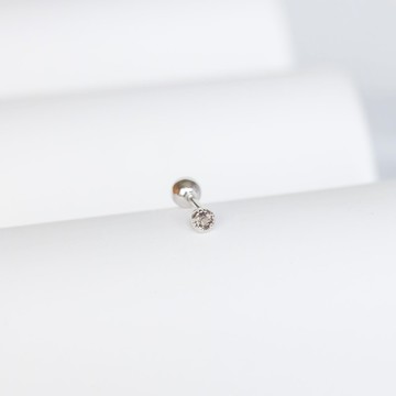 茶晶925純銀迷你小寶石轉珠耳環