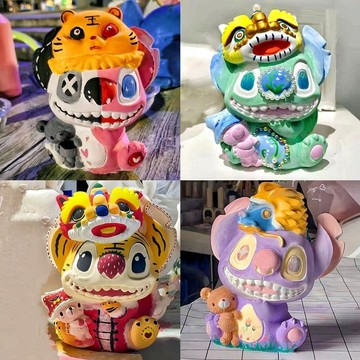 節日禮物 diy石膏娃娃塗色 3d舞獅史迪仔石膏娃娃白胚涂色兒童玩具涂鴉可愛創意手工diy彩繪