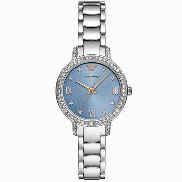 EMPORIO ARMANI 亞曼尼 Cleo 沉靜優雅環鑽女錶 送禮首選-32mm AR11585 附提袋