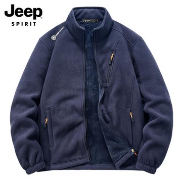 JEEP SPIRIT冬季夾克男士搖粒絨加絨立領潮流百搭休閑運動外套男