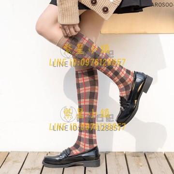 英倫風格子小腿襪時尚潮流襪子女秋冬配小皮鞋高筒方格長襪【繁星小鎮】