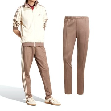 Adidas Classic TP 男款 奶茶色 三葉草 亞規 運動 休閒 合身 拉鍊 口袋 長褲 JP2525