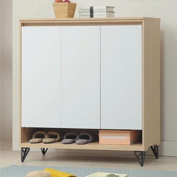 文創集 提斯3.9尺三門鐵腳鞋櫃(二色可選)-117x40x121cm免組