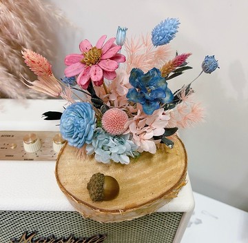 藍粉小花園名片架 乾燥花 永生花 名片架 開店禮