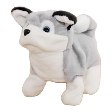 蘿林嚴選 電動仿真玩偶 會走會叫  17 x 20 x 16cm  哈士奇 灰色 + 白色  1個  16cm