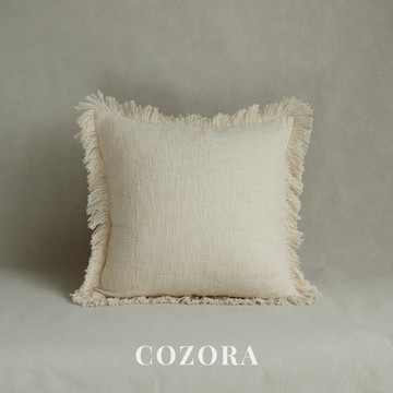 COZORA・Elara羽邊素紋抱枕 靠墊 印度手工抱枕 沙發抱枕 沙發靠枕 枕頭