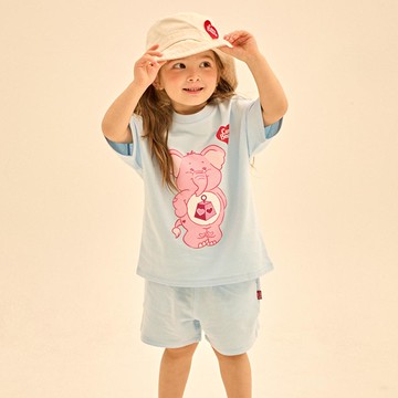 韓國 Care Bears - 聯名款大象熊熊短袖套裝-天藍