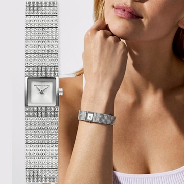 Michael Kors MK Mini Darrington Pavé 時尚晶鑽方形女錶 1212購物節 送禮推薦-14.5mm MK4886