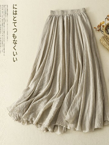 女士半身裙 雙層半身裙松緊腰A字裙大擺裙女