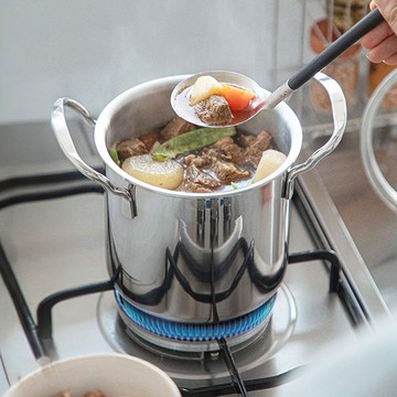 日本霜山 不鏽鋼三層鋼雙耳湯鍋(1.2L)-14cm