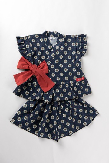 褶邊甚平 [海軍藍 x KIKU]