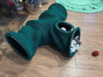 鉤針編織貓隧道 寵物床 鉤針編織寵物屋